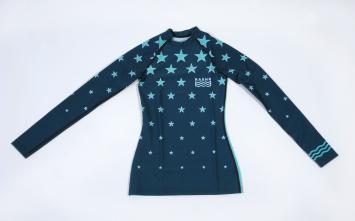 Navy top with turquoise stars
