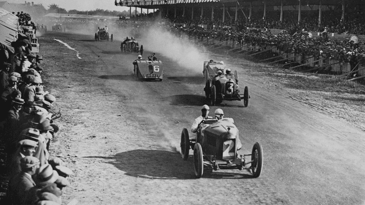 Black and white photograph of sunbeam racing