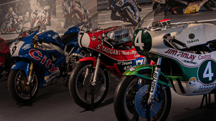 Three motorbikes in the driven exhibition 